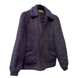 Vintage Andrew Stewart Mohair Wool Jacket Purple Woven‎ Scotland